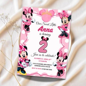 Editable Oh TWOdles Birthday Invitation, Cute Minnie Mouse Second Birthday Invite, Oh Twodles Invitation, Boho Minnie Invite, Mickey Twodles