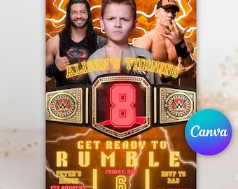 Wrestling Birthday Invitation Template: Editable Kids Party Invite (Digital Download, 5x7in)