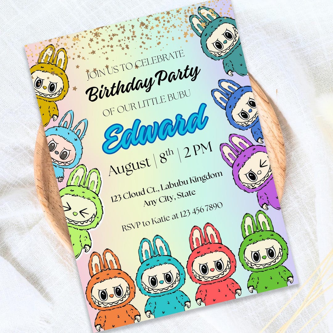Labubu Invites Labubu Birthday Invitation, Editable Labubu Birthday Invitation ...