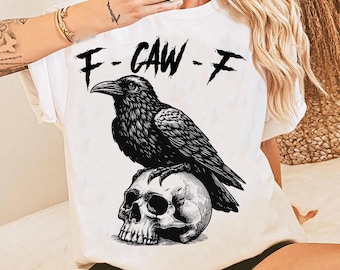 Funny Gothic Raven F-Caw-F PNG: Sarcastic Crow Clipart (Digital Download)