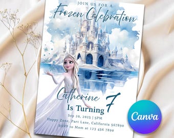 Editable Frozen Elsa Birthday Invitation: Princess Party (Digital)