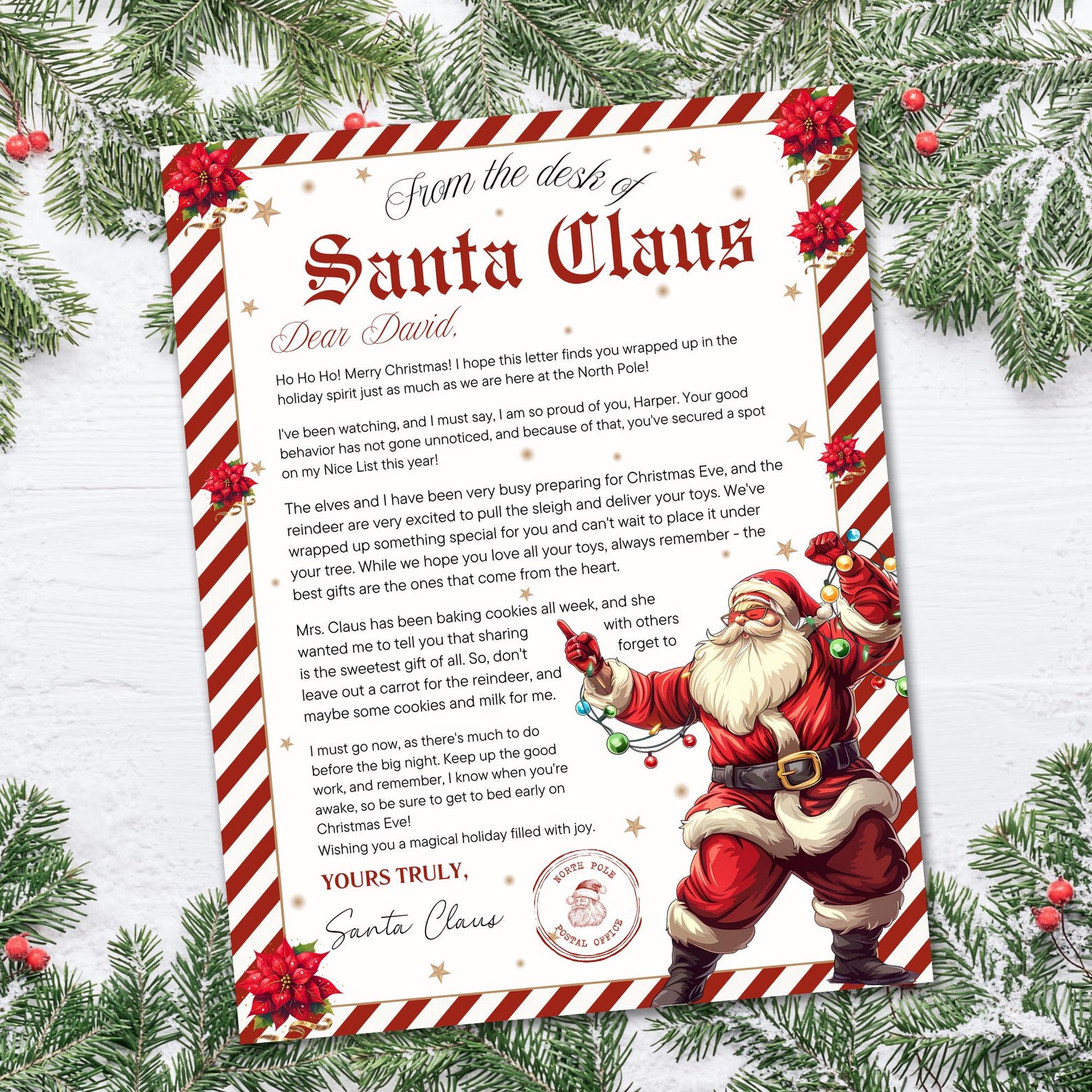 Personalized Santa Letter Template, Editable DIY (digital Download) Etsy