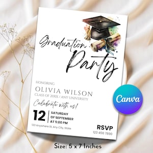 Graduation Party Invitation, Graduation Invitation Template, high School Graduation, Graduation Party Invite, Editable Template