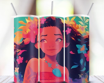 Moana Tumbler Wrap PNG: Watercolor Splash, 20oz Skinny Tumbler (Digital Download)