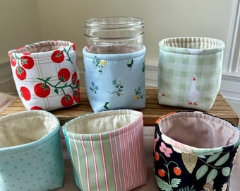 Insulated Mason Jar Cozy Sleeve: Handmade Drink Accessory / cute drink sleeve