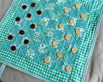 Handmade quilted checkers board / checkers board game / checkers quilt