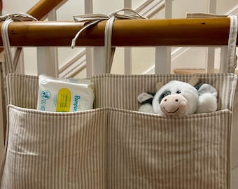 Hanging Crib Storage with ties / crib pocket storage / hanging storage organizer for crib
