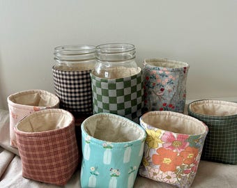 Insulated Mason Jar Cozy Sleeve: Handmade Drink Accessory / cute drink sleeve
