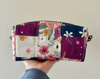 Neceser acolchado con cremallera / Neceser de viaje hecho a mano / Neceser de maquillaje