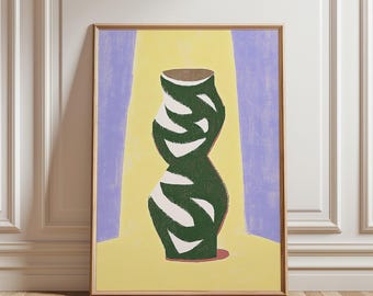 Impressão de vaso abstrato verde: arte de parede moderna e colorida (download digital)