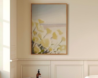 Coastal Wildflower Oil Painting Print: Beach House Decor (Digital Download)