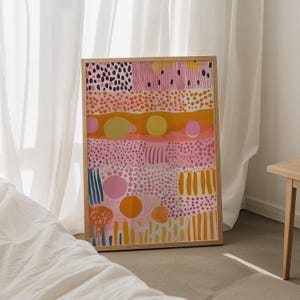 Abstract Painting, Colorful Striped Abstract Dopamine Decor, Trendy Wall Art, Color Block Maximalist Eclectic Print, Digital Download