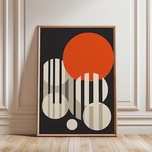 Bauhaus Modern Geometric Wall Art, Minimalist Retro Wall Art, Bauhaus Exhibition Poster, Minimalist Mid Century, Digital Download