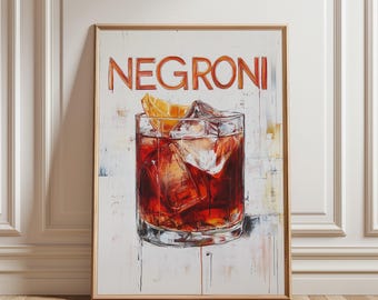 Negroni Cocktail Art Print: Bar Cart Decor (Digital Download)