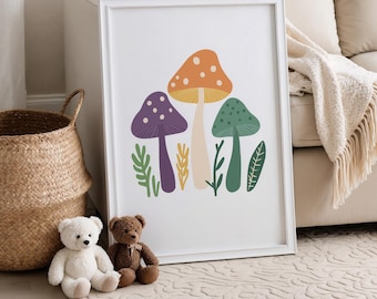 Mushroom Nursery Art Print: Playroom Decor (Digital Download)
