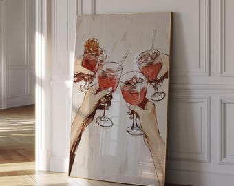 Cocktail Cheers Print: Retro Bar Cart Art (Digital Download)
