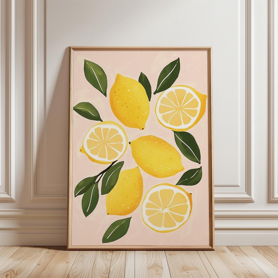 Abstract Lemon Print: Botanical Kitchen Wall Art (digital Download) - Etsy
