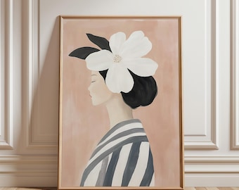 Abstrakte Frau Blumenprint: Mid-Century Modern Wohnzimmer Dekor (Digitaler Download)
