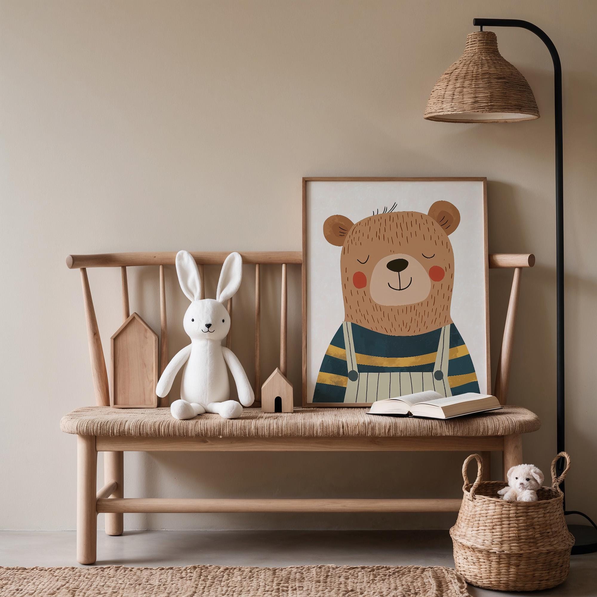 Bear Wall Art, Nursery Kids Room Print, Cute Bear Printable, Happy Bear ...