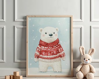 Polar Bear Nursery Print: Arctic Animal Poster (Digital Download)