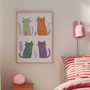 Colorful Cats Nursery Art: Playful Kids Room Decor (Digital Download)