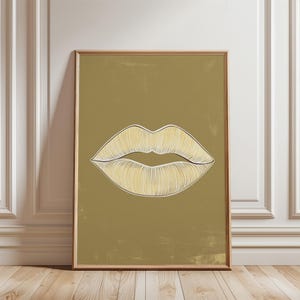 Trendy Lips Art Print: Minimalist Preppy Dorm Decor (Digital Download)