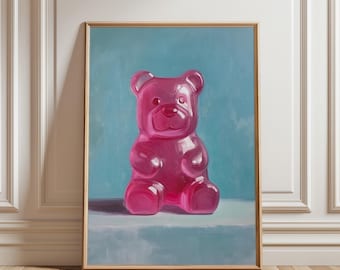 Gummy Bear Painting: Pink Candy Wall Art (Digital Download)