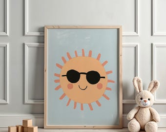Boho Sun Nursery Art Print: Gender Neutral Playroom Decor (Digital Download)