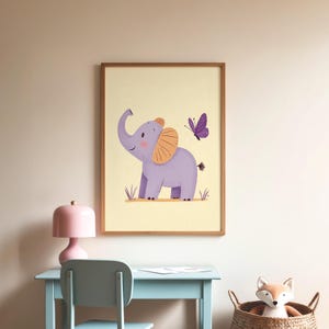 Elephant Nursery Prints, Yellow Nursery Decor, Elephant Printable Wall Art, Baby Girl Boy Room Animal Prints, Digital Instant Download