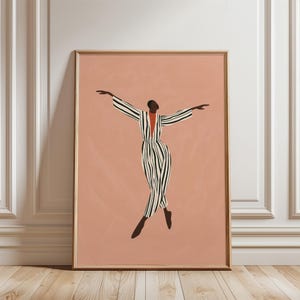 Dancing Woman Artwork, Abstract Stripe, Large Wall Print, Contemporary Artwork, Minimalist Living Room Wall Art, Print Digital Download