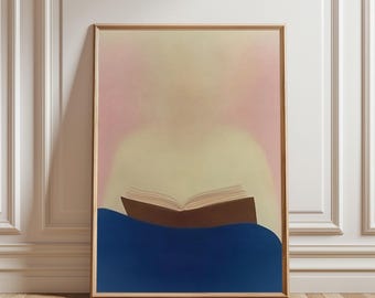 Abstract Book Print: Minimalist Reading Painting, Modern Wall Art (Digital Download)
