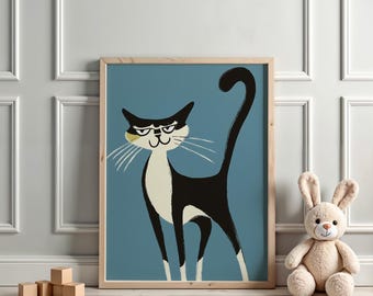 Playful Cat Print: Whimsical Kids Room Decor (Digital Download)