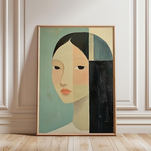 Abstract Woman, Contemporary Artwork Wall Print, Minimalist Print, Living Room Wall Art, Print Digital Download