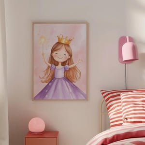 Magical Princess Art Print for Girls Nursery, Cute Princess Art for Girl's Room, Fairy Princess Wall Art, Magical Decor, Digital Download