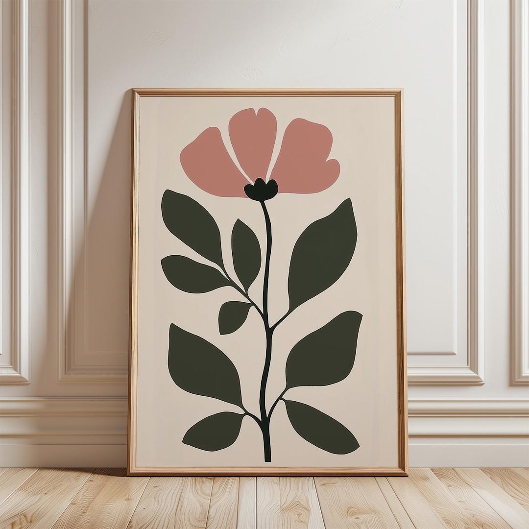 Matisse Inspired Pink Flower Art Print: Abstract Floral Illustration ...