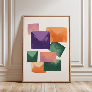 Impresión de "Un montón de letras", arte mural estético, regalo de mediados de siglo para un enamorado, impresión colorida y moderna, decoración artística para sobres, descarga digital