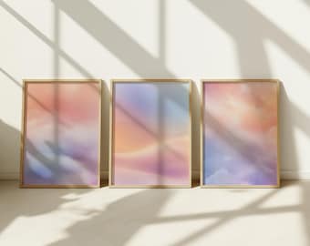 Gradient Aura Art Prints: Soft Pastel Wall Decor, Set of 3 (Digital Download)