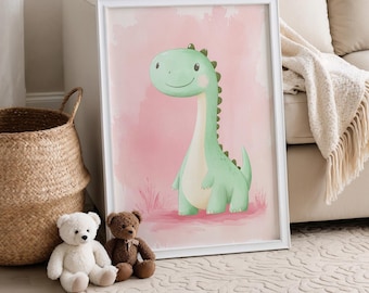Estampa de dinossauro fofa para quarto infantil, decoração de parede de dinossauro para meninos e meninas, decoração de quarto de dinossauro, estampa de dinossauro para quarto de bebê; download digital instantâneo