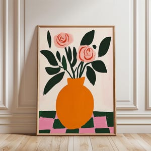 Colorful Botanical Wall Art, Colorful Simple Floral Wall Art, Minimalist Flower Vase Art, Floral Illustration, Instant Digital Download