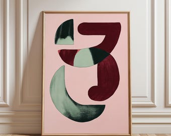 Red Green Modern Art, Livingroom Decor, Abstract Shapes Printable Art, Curly Lines, Contemporary  Art Print, Digital Download