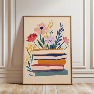 Reading Print, Pastel Reading Decor, Girls Room Bookworm Wall Art, Study Room Print, Playroom Printable Art, Read Book Decor, Reader Gift