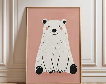 Polar Bear Nursery Art Print: Arctic Animal Theme (Digital Download