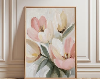 Tulip Flower Print: Vintage Floral Painting, French Country Decor (Digital Download)