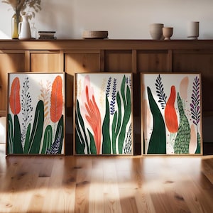 Bright Abstract Floral Print Set: Modern Botanical Wall Art (Digital Download)