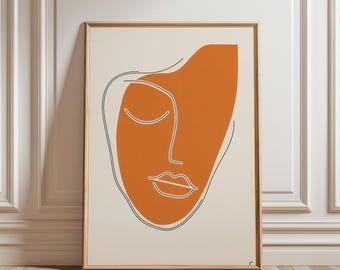 Line Art Print Abstract gezicht: minimalistisch interieur (digitale download)