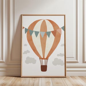Hot Air Balloon Print, Vintage Nursery Decor, Printable Travel Wall Art, Boys Girls Room Decor, Kids Room Decor, Instant Digital Download