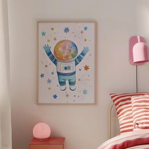 Little Astronaut Print, Space Stars Nursery Wall Art, Kids Room Decor, Outer Space Baby Shower Gift, Space Art, Instant Digital Download