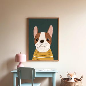 Cute Dog Wall Art Print, Kids Room Decor, Nursery Animal Art, Dog Lover Gift, Puppy Nursery Wall Art, Boys & Girls Room, Digital Download