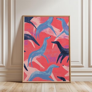 Abstract Colorful Dog Art Print, Modern Dog Lover Gift, Contemporary Bright Dog Decor, Pet Dopamine Decor Maximalist Art, Digital Download