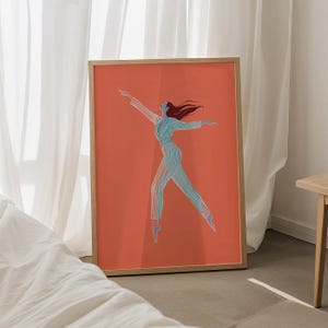 Dancing Woman Red, Abstract Stripe, Large Wall Print, Contemporary Art, Minimalist Print, Living Room Wall Art, Print Digital Download